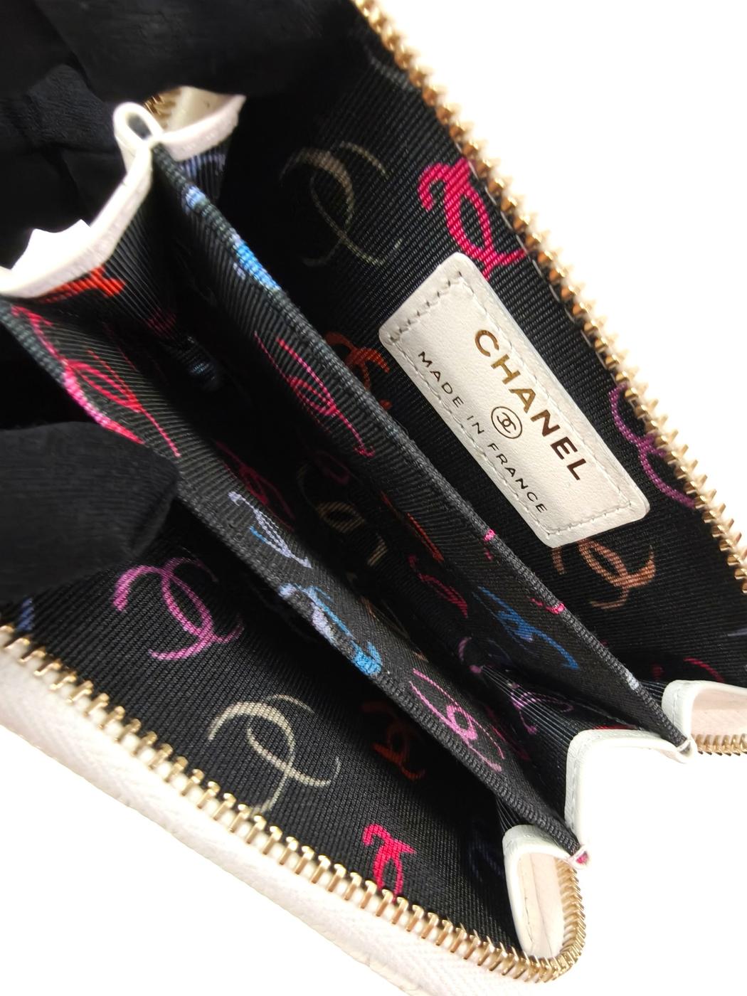 CHANEL シャネル タイムレスクラシック マトラッセ コインケース 小銭入れ カードケース ミニ財布 キャビアスキン 白 管理番号:10230