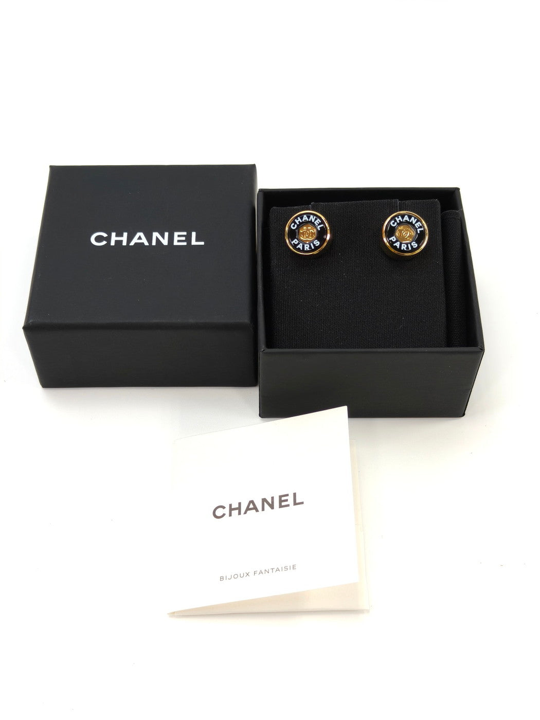 CHANEL シャネル ココマーク ラウンド ピアス B24C ゴールド×ブラック 管理番号:10418