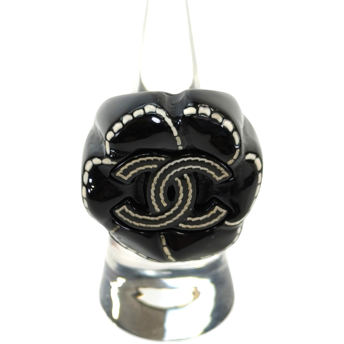 CHANEL花形デザイン リング 黒 CHANEL シャネル カメリア 花柄 リング 指輪 黒 サイズ13号 管理番号