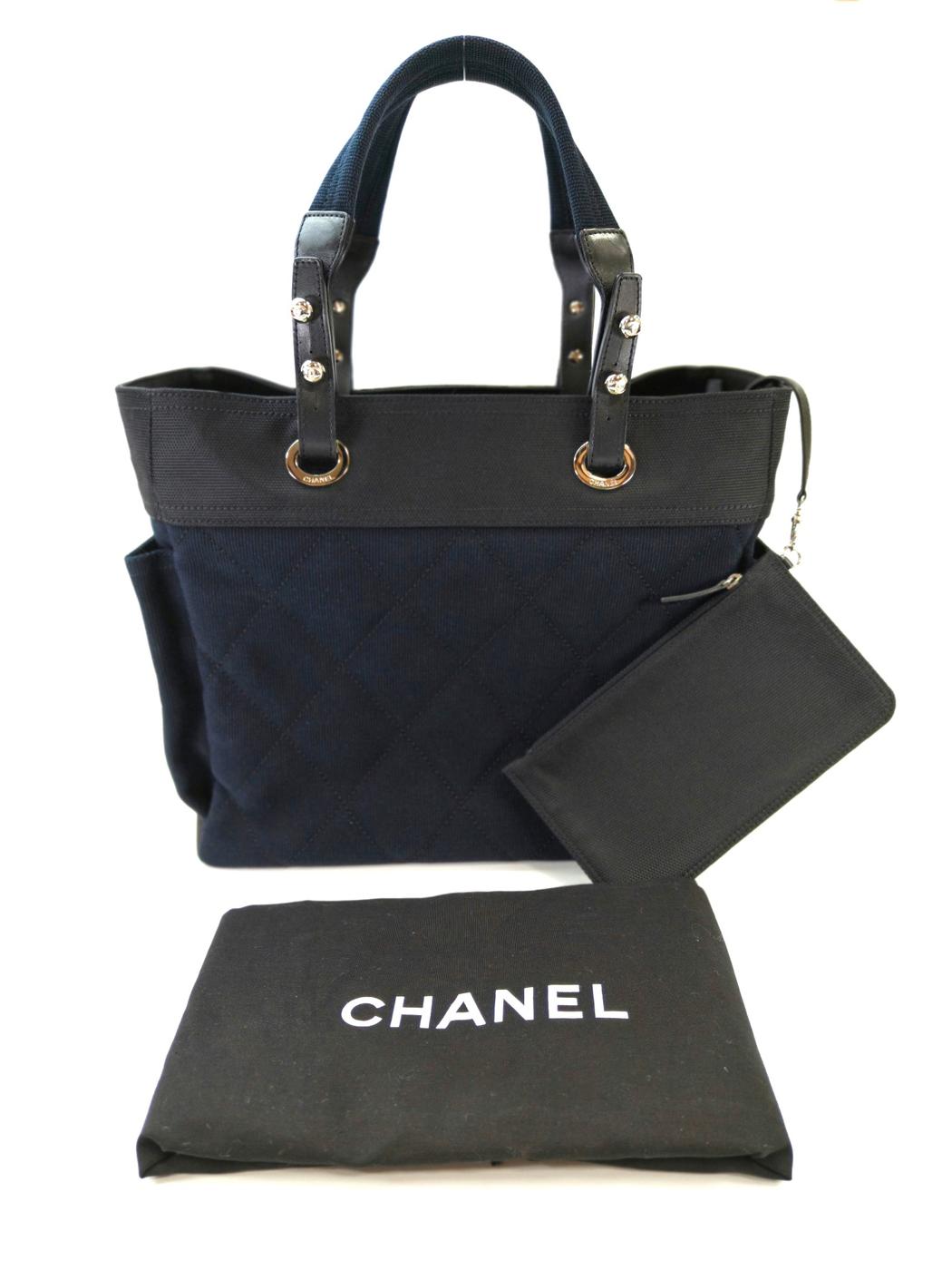 CHANEL シャネル パリビアリッツ キャンバス トートバッグ ネイビー 管理番号:11025