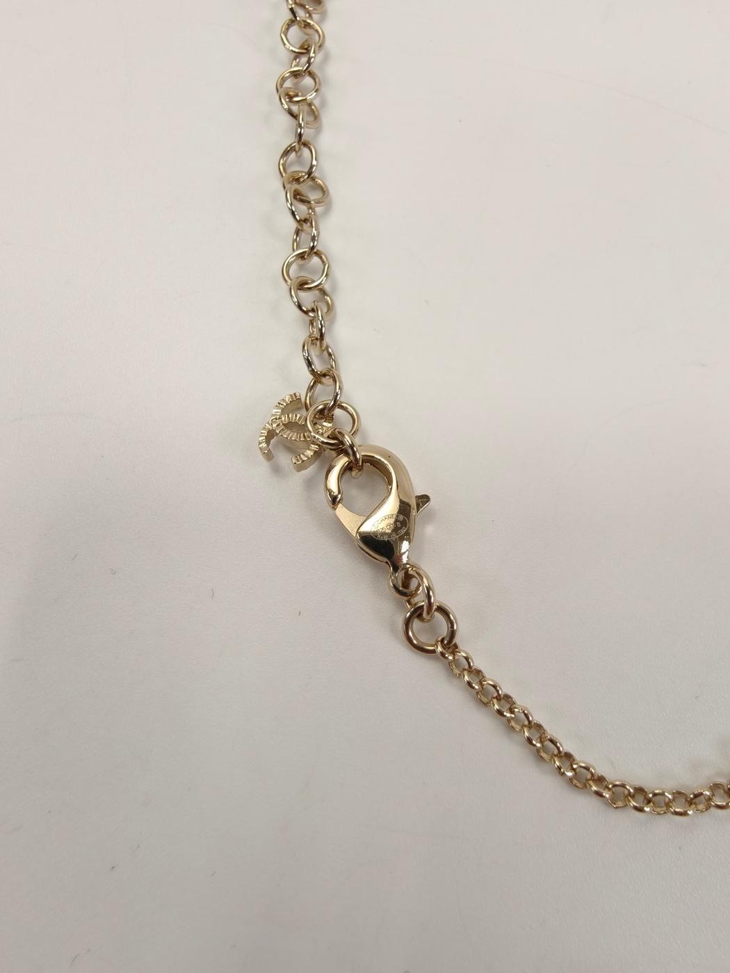 CHANEL シャネル ロゴ ハート ラインストーン ネックレス B25B ゴールド 管理番号:11181