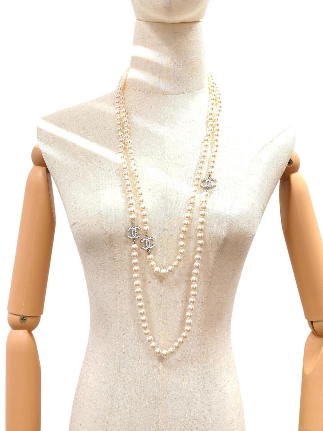 CHANEL シャネル ココマーク フェイクパール コメ有 ネックレス ホワイト 管理番号:11422