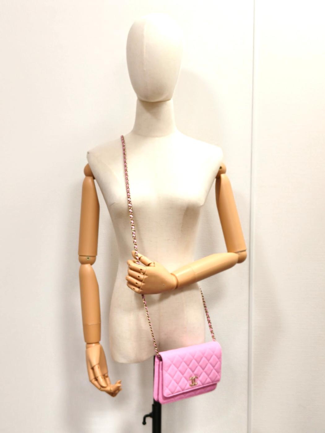 CHANEL シャネル チェーンウォレットマトラッセ ココマーク ピンク ゴールド金具 管理番号:11446