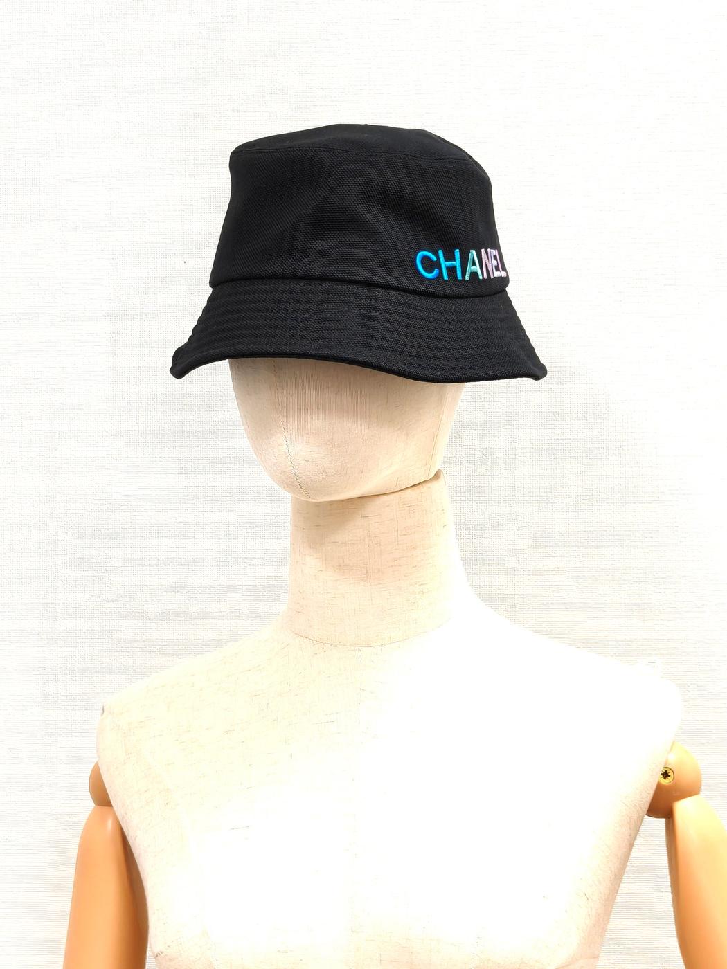 CHANEL シャネル ロゴ刺繍 バケットハット ブラック 管理番号:11680