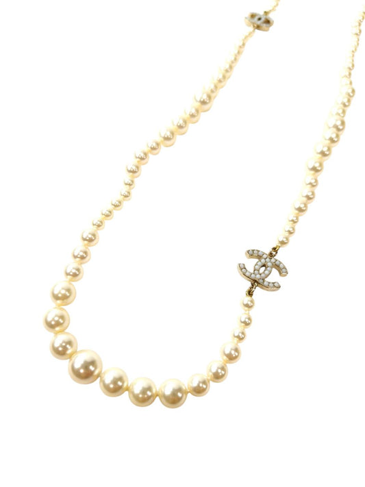 CHANEL Coco Mark Long Faux Pearl Necklace A11V White 2011 Item No.: 11839