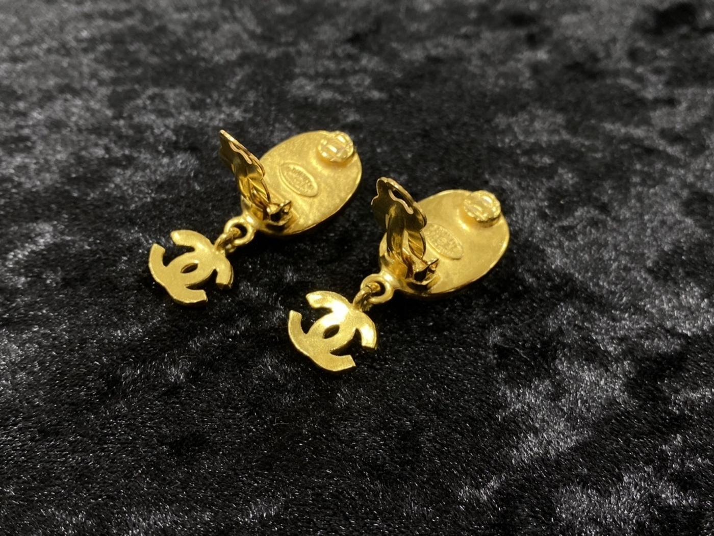 CHANEL シャネル ココマーク カラーストーンイヤリング 管理番号:1602★