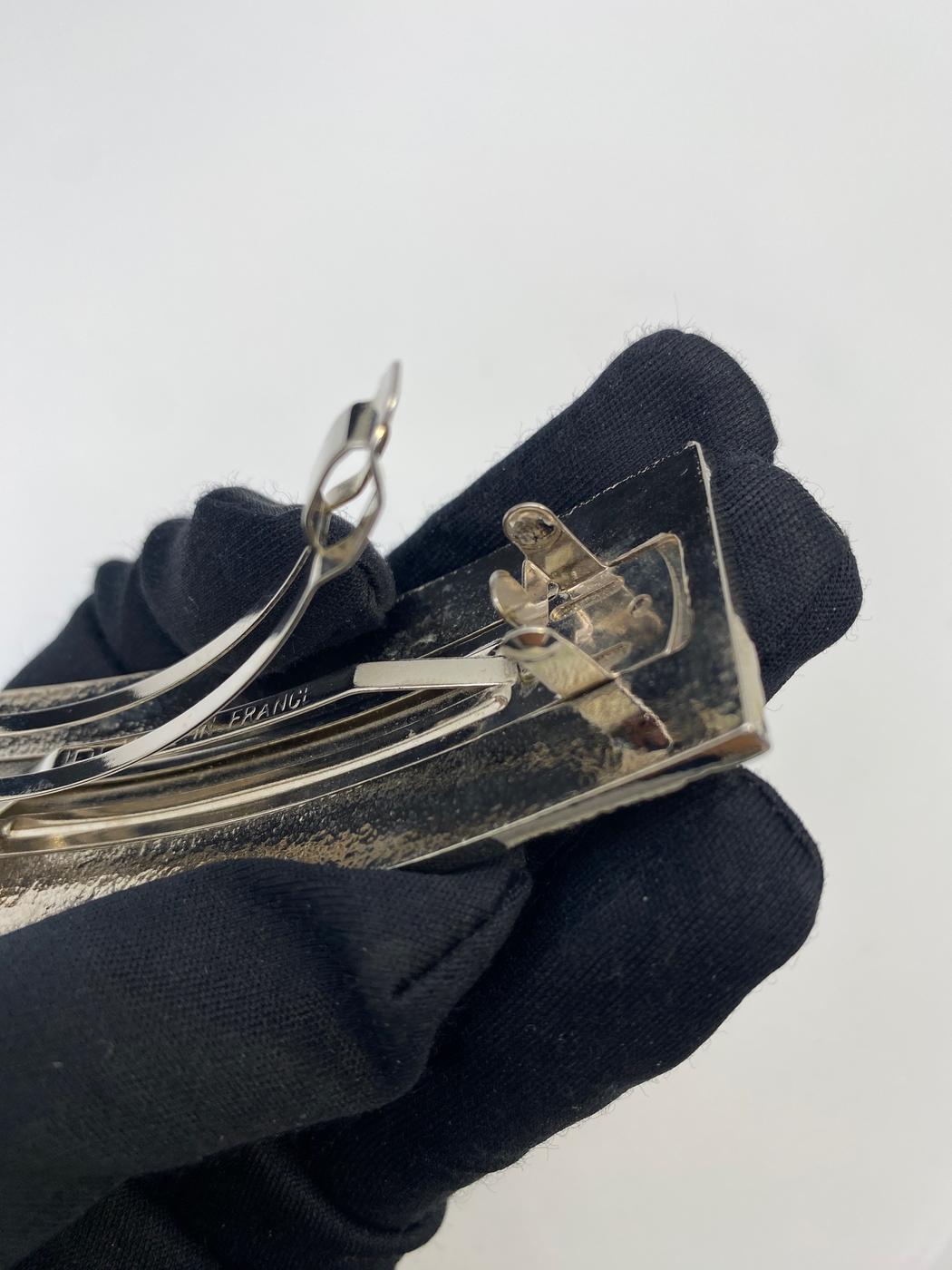 CHANEL シャネル マトラッセ CCマーク ココマーク ゴールド×シルバーカラー バレッタ ヘアアクセサリー ブランド 小物 髪飾り 髪留め 管理番号:8572