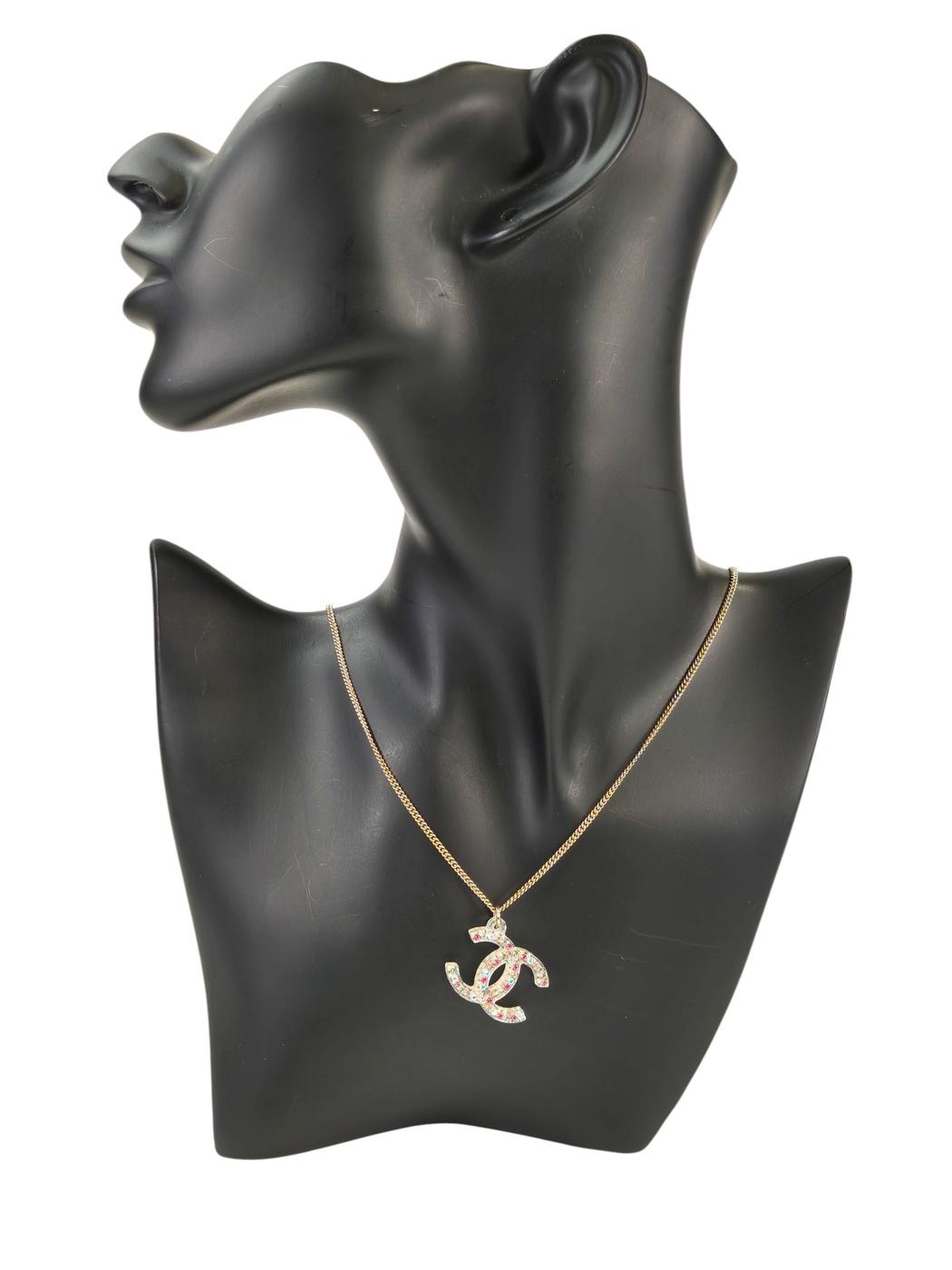 シャネル CHANEL ココマークネックレス マルチカラー ラインストーン GP 04年モデル レディース プラスチック 管理番号:8777