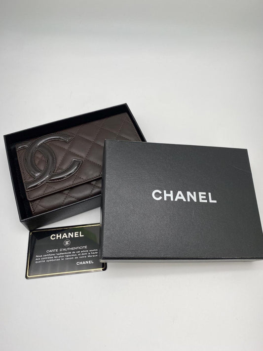 CHANEL シャネル カンボン 2つ折り財布 ブラウン 茶色 レディース 管理番号:8875