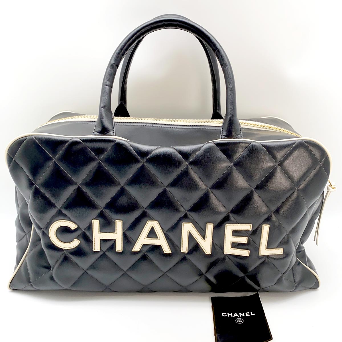CHANEL シャネル スポーツライン マトラッセ ボストン バッグ レザー