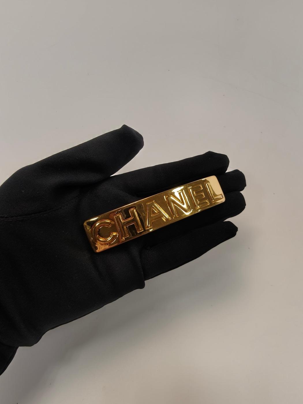 CHANEL シャネル ロゴ バレッタ ヘアアクセサリー 髪留め ゴールド 管理番号:9826