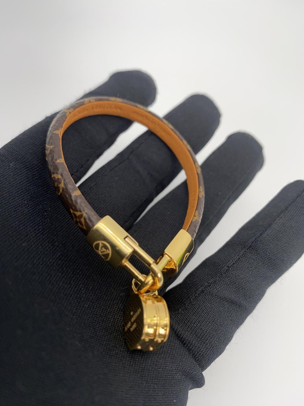 LOUIS VUITTON ブラスレ LV トリビュート ブレスレット モノグラム レザー ブラウン 表記サイズ17 M6442F 管理番号:8962