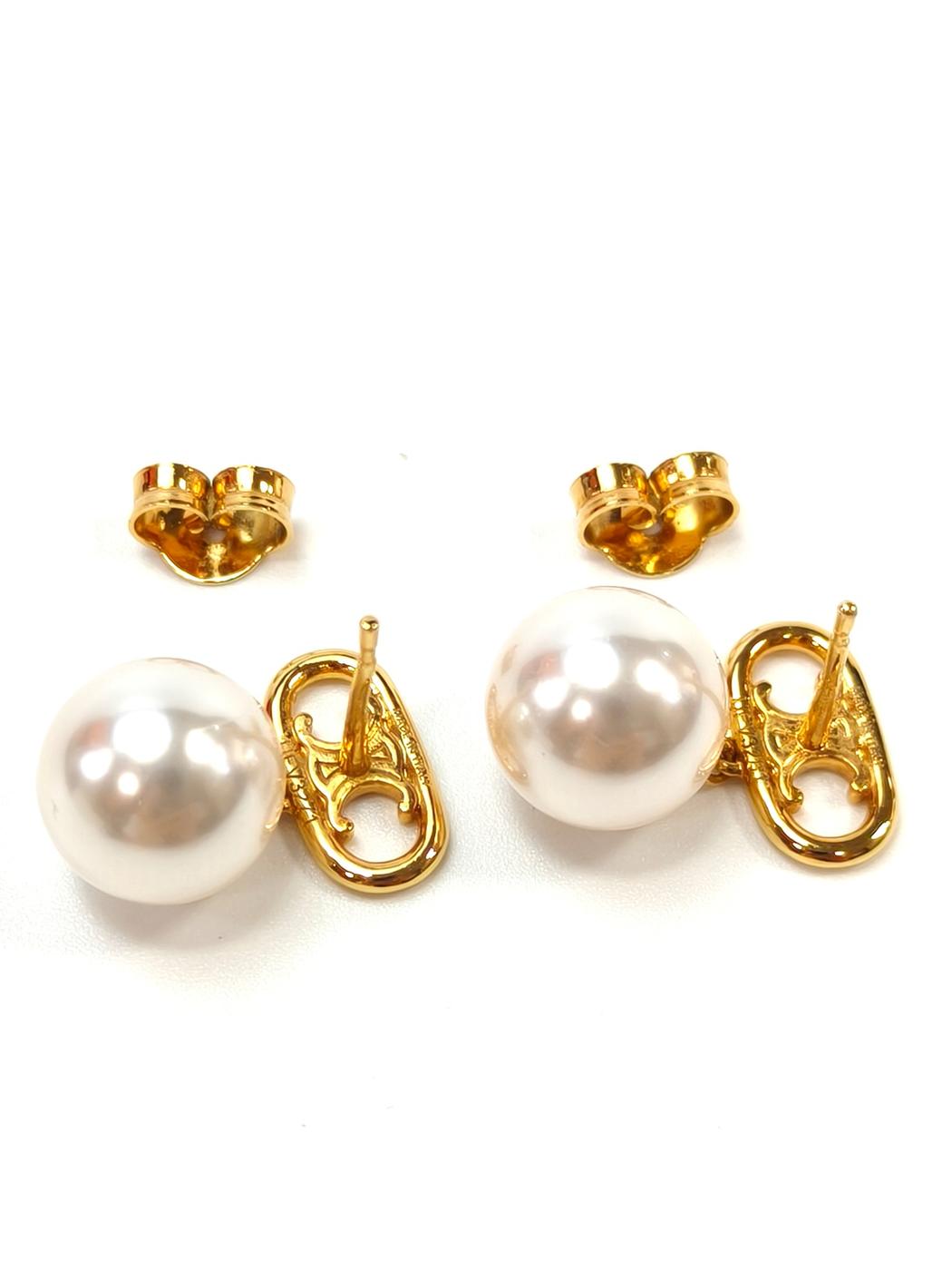 CELINE Les Perles Earrings, Pearl Triomphe, Gold, Reference Number: 10261