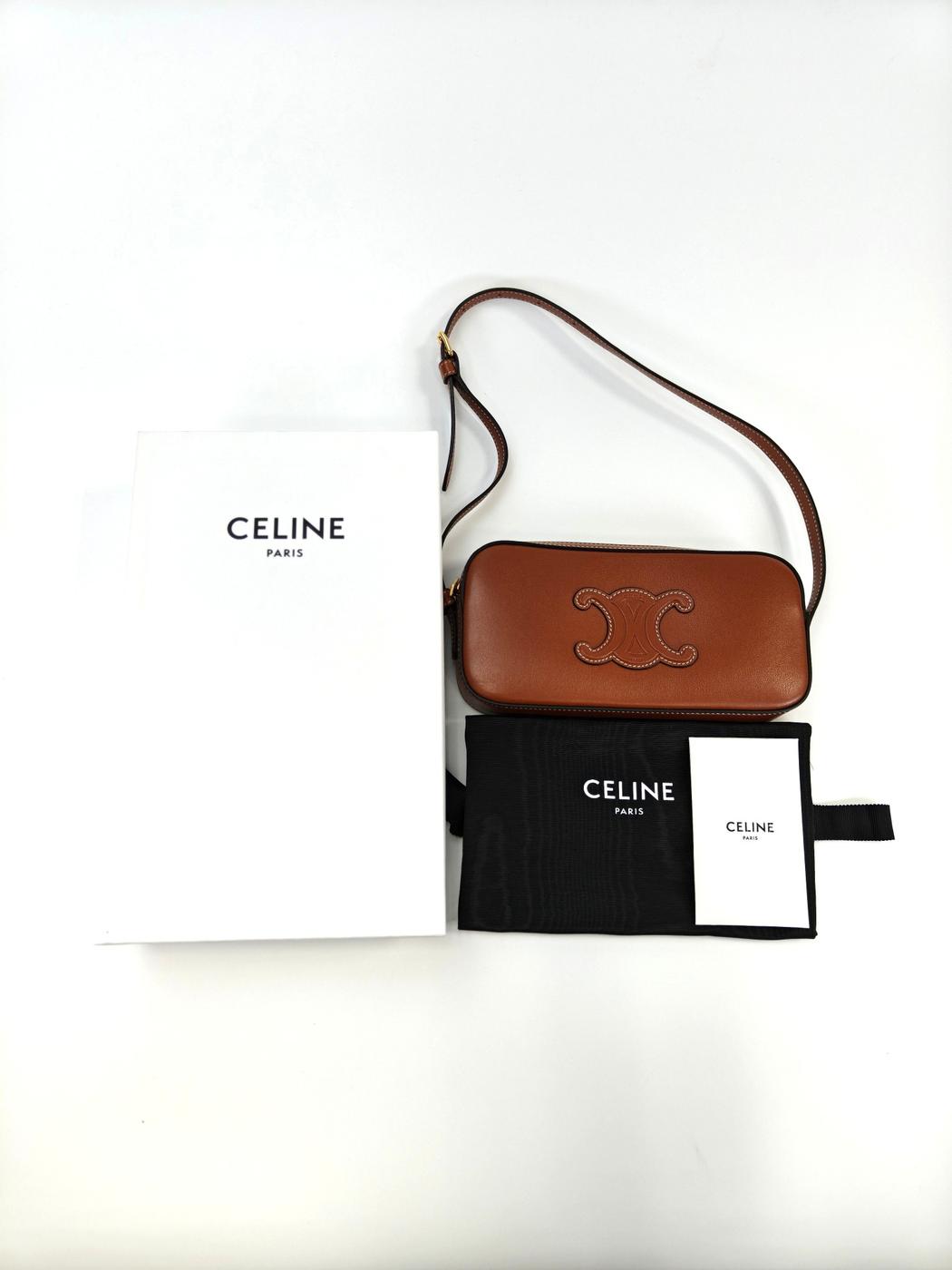 CELINE セリーヌ キュイル トリオンフ ショルダーバッグ ワンショルダー カメラバッグ タン 管理番号:10426