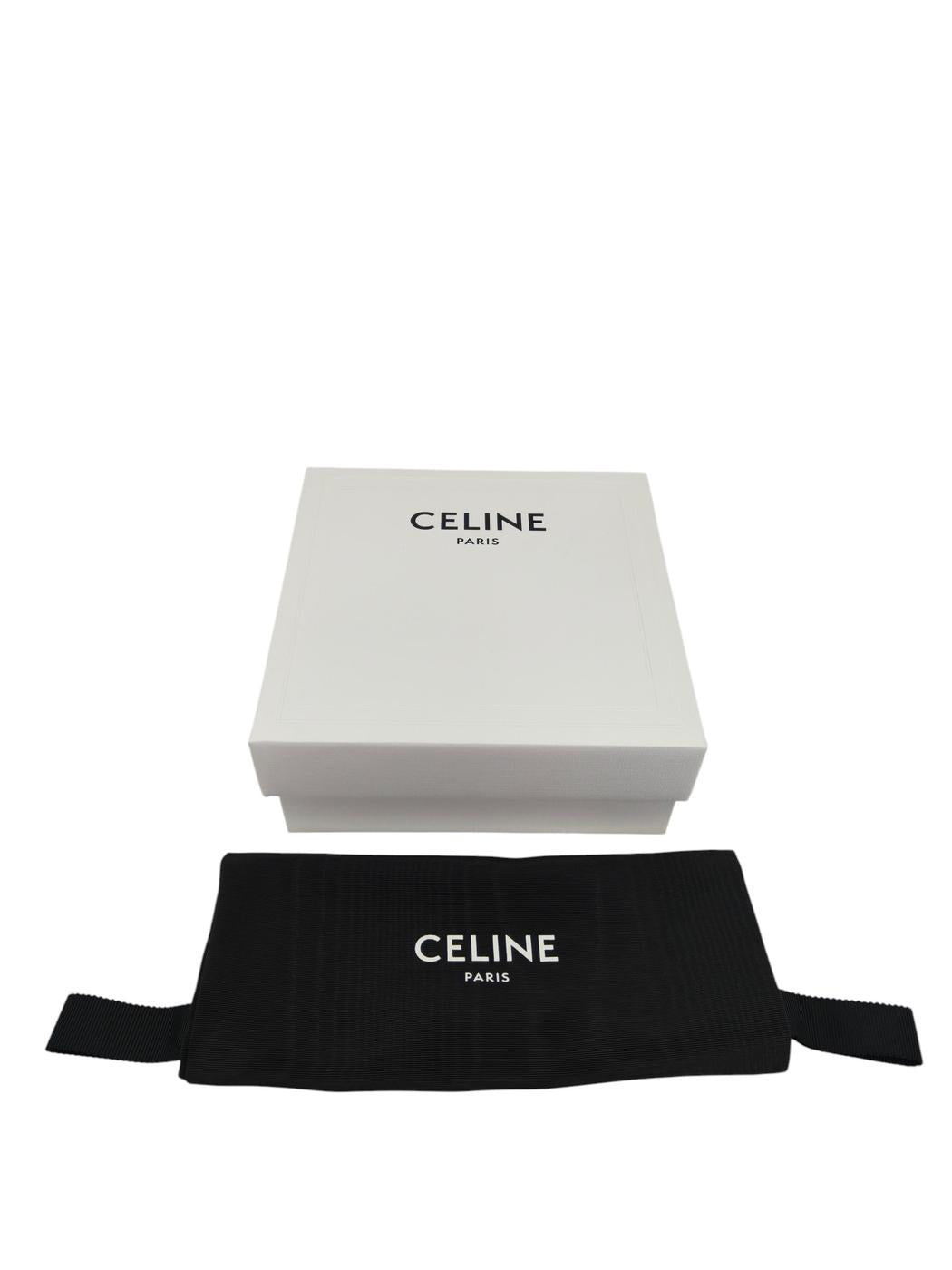 Celine セリーヌ トリオンフ 未使用 銀×黒(革)ベルト トリヨンレザー 管理番号:11555