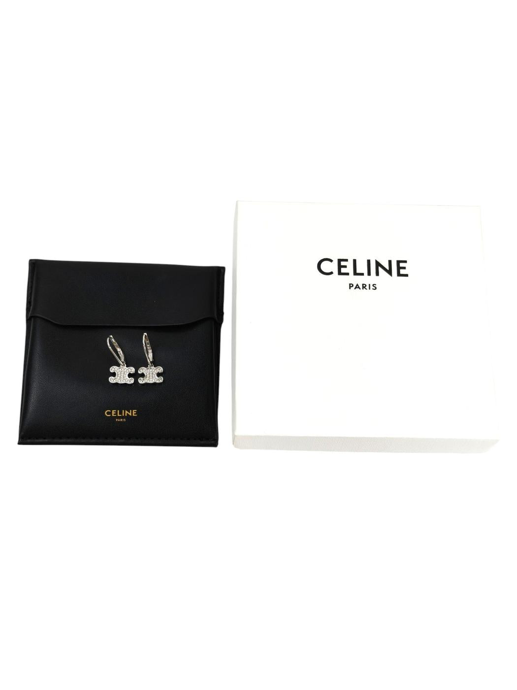 Celine セリーヌ トリオンフ ラインストーン ピアス シルバー 管理番号:11645