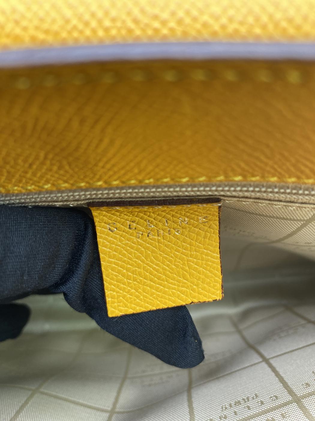 CELINE セリーヌ ショルダーバッグ イエロー ロゴ レザー ターンロック 管理番号:8293