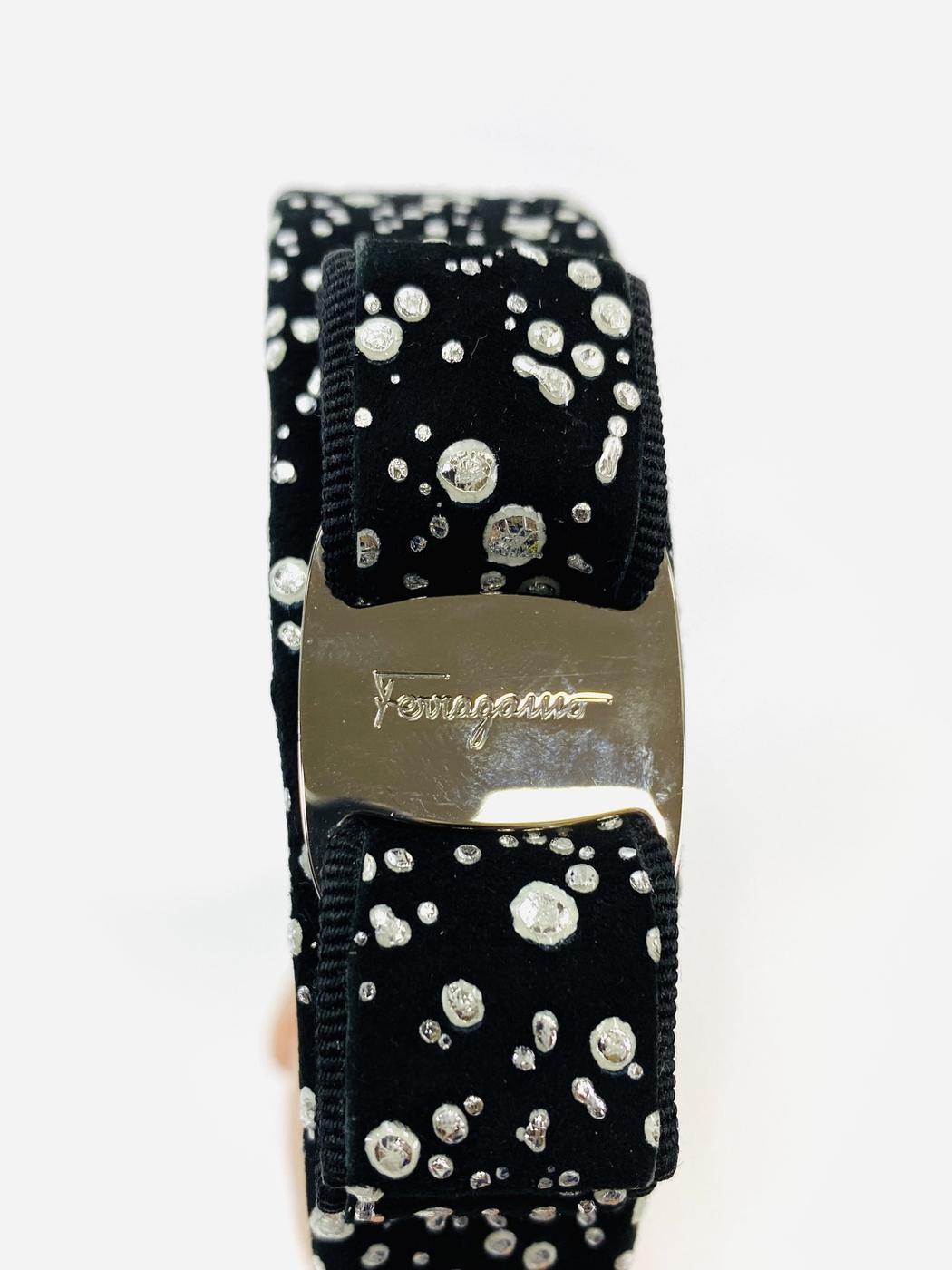 Salvatore Ferragamo サルヴァトーレフェラガモ カチューシャ 22SS ヴァラリボン クリスタル 黒 管理番号:9684