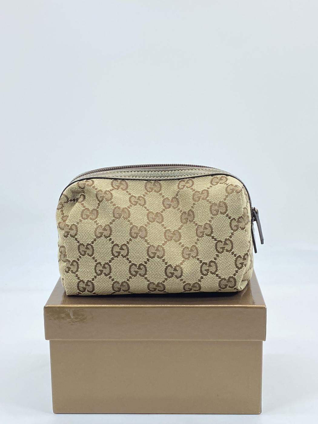 GUCCI グッチ GGキャンバス ベージュ レディース 化粧ポーチ 管理番号:5898★