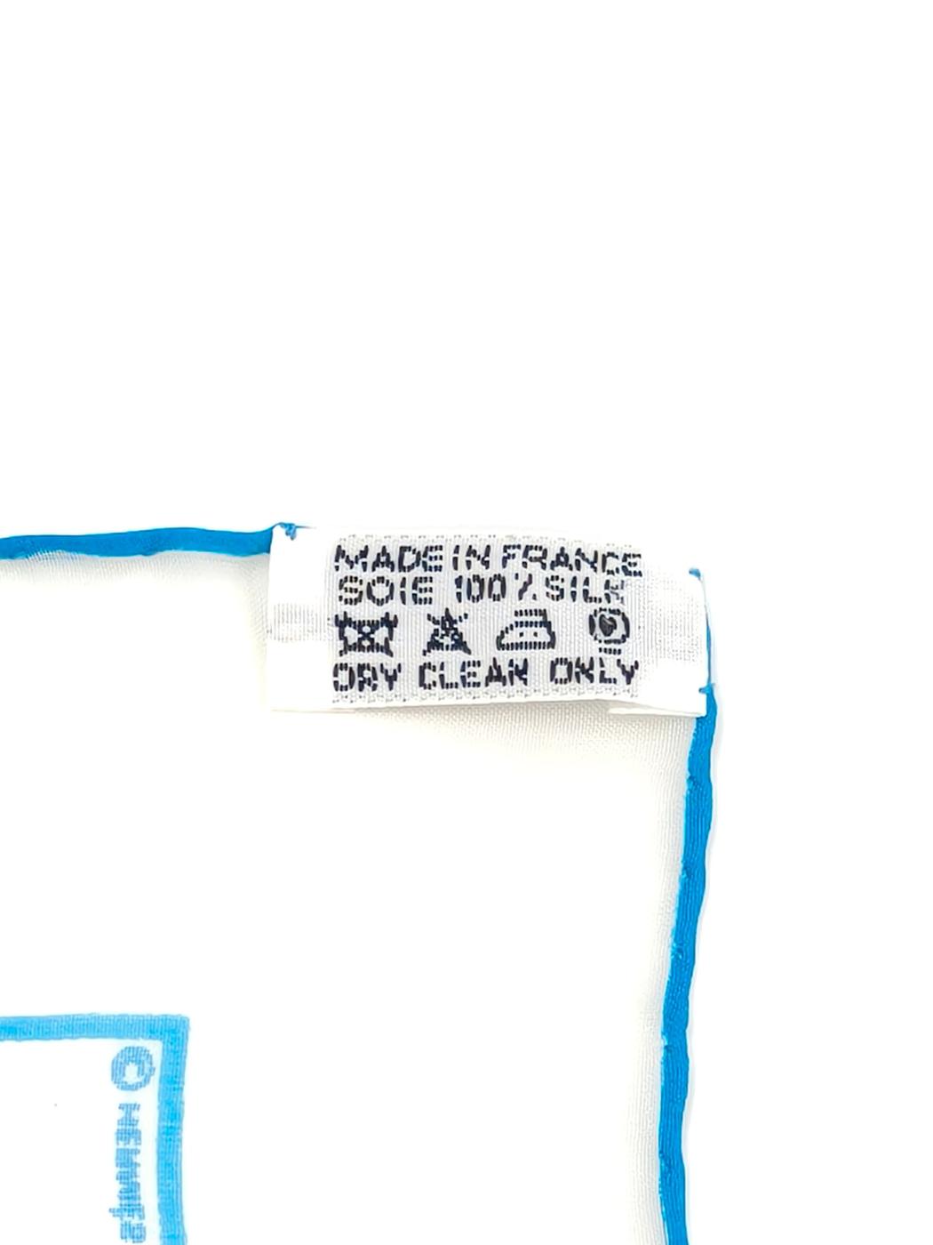 HERMES エルメス カレ45 SAUT GALOP CANTER RACK 馬柄 シルク スカーフ ホワイト×ブルー 管理番号:10274