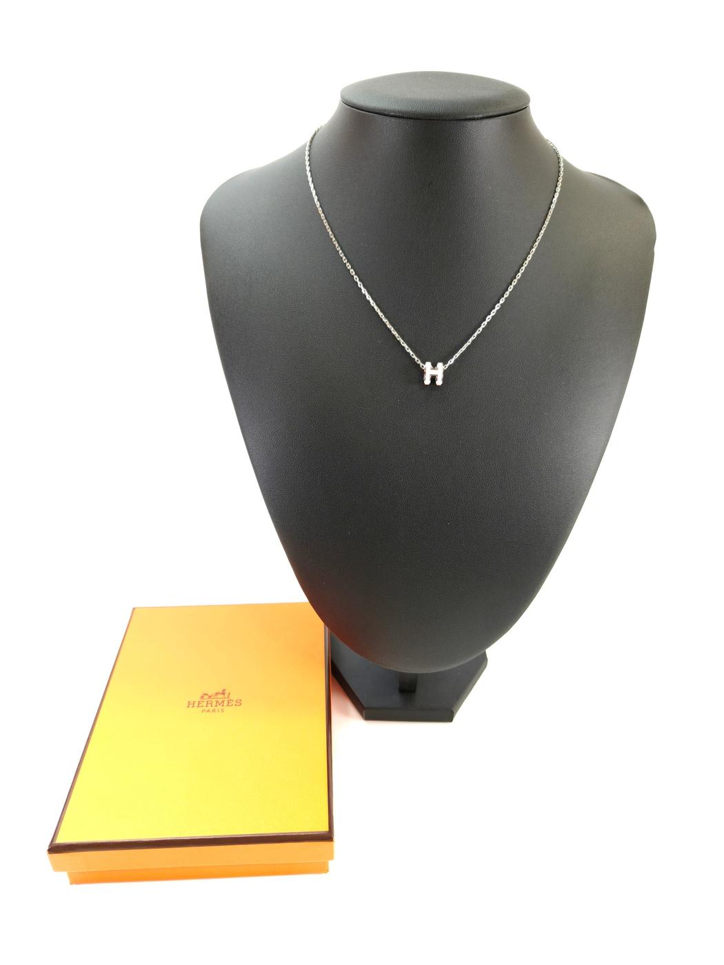 HERMES Mini Pop H Necklace Silver x Pink Product Number: 10695