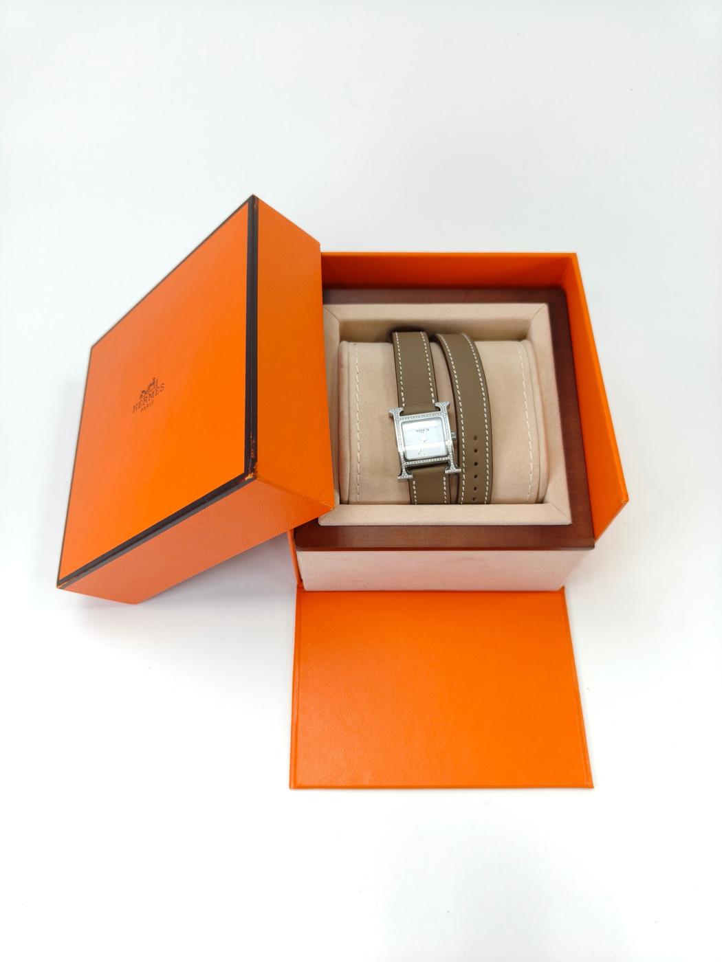 HERMES 爱马仕 H Watch 石英腕表 灰色 管理编号:10743