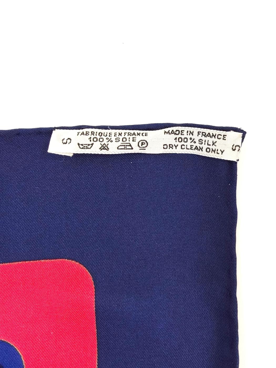 HERMES Carre 90 Cheval Turo Turkish Horse Silk Scarf Navy Ref. 10870