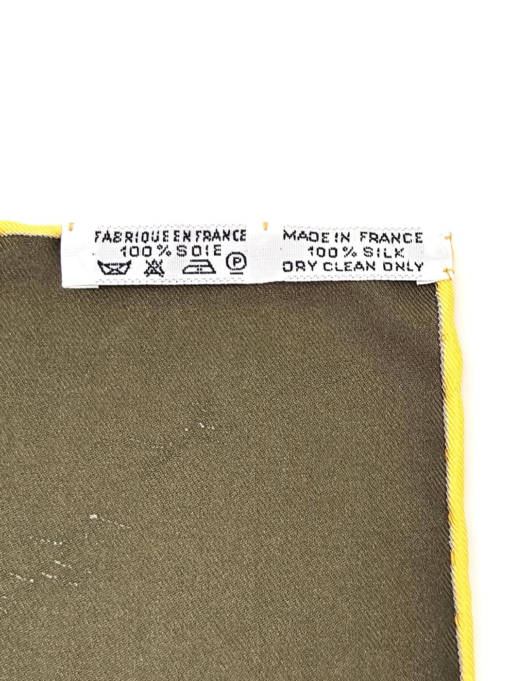 HERMES エルメス カレ90 侵入者 鳥柄 シルク スカーフ カーキ 未使用 管理番号:11114