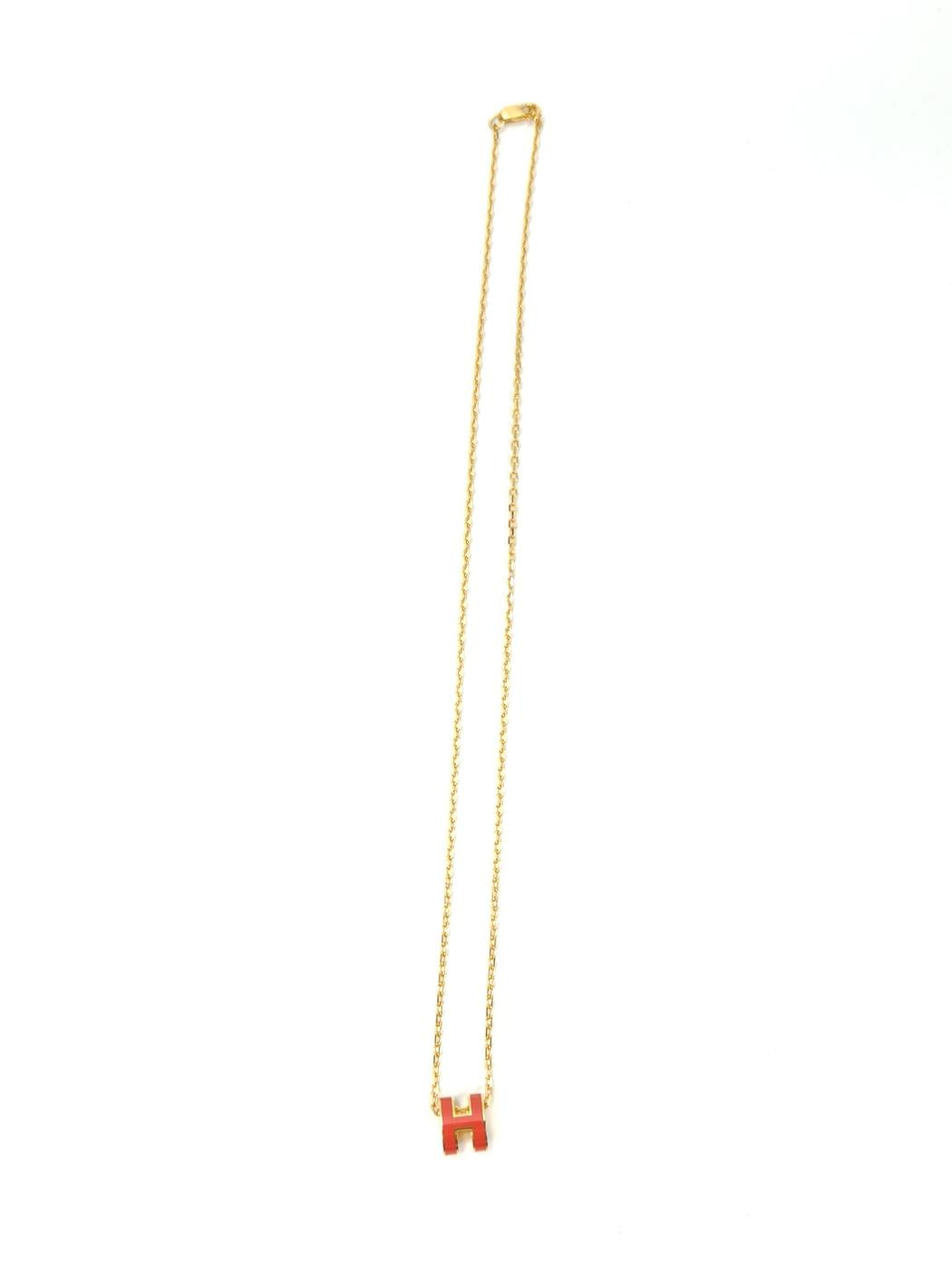 HERMES エルメス ポップH ミニ ネックレス オレンジ 管理番号:11155