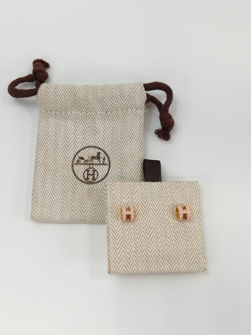HERMES エルメス ミニ ポップH ピアス ピンク×ゴールド 管理番号:11207