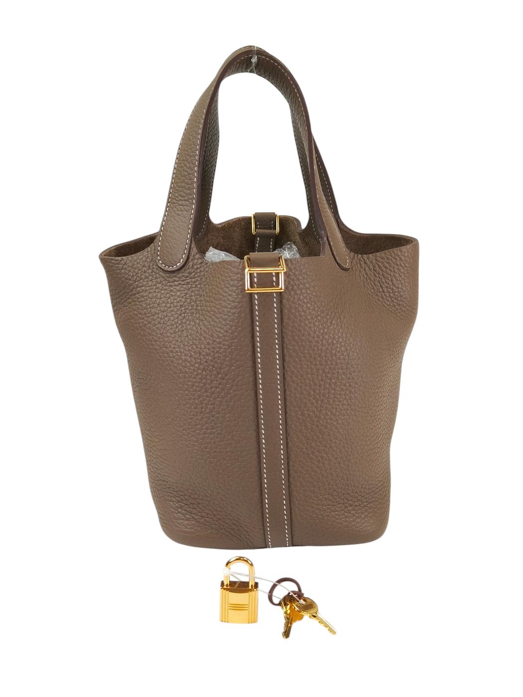 HERMES エルメス ピコタンロックPM 18 ハンドバッグ グレー ゴールド金具 管理番号:11233