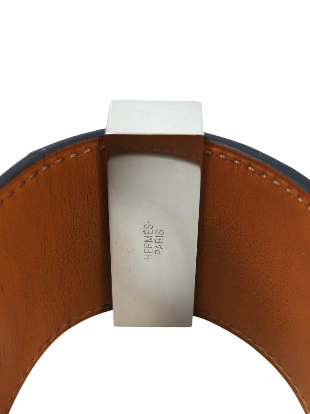 HERMES Collier de Chien □R Engraved Bangle Black Control Number: 11504