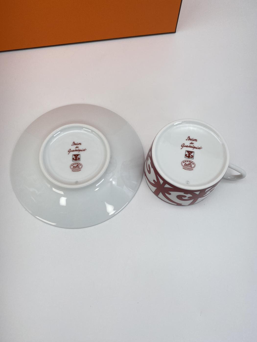 【新品同様】エルメス HERMES ガダルキヴィール ティーカップ&ソーサー 160ml ペア 管理番号:9161