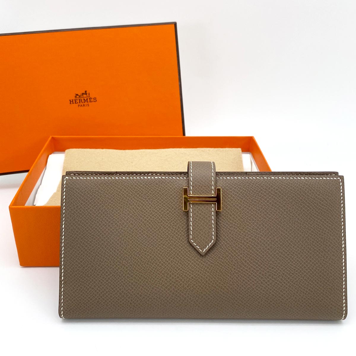 HERMES エルメス ベアンスフレ 長財布 ヴォーエプソン ゴールド金具