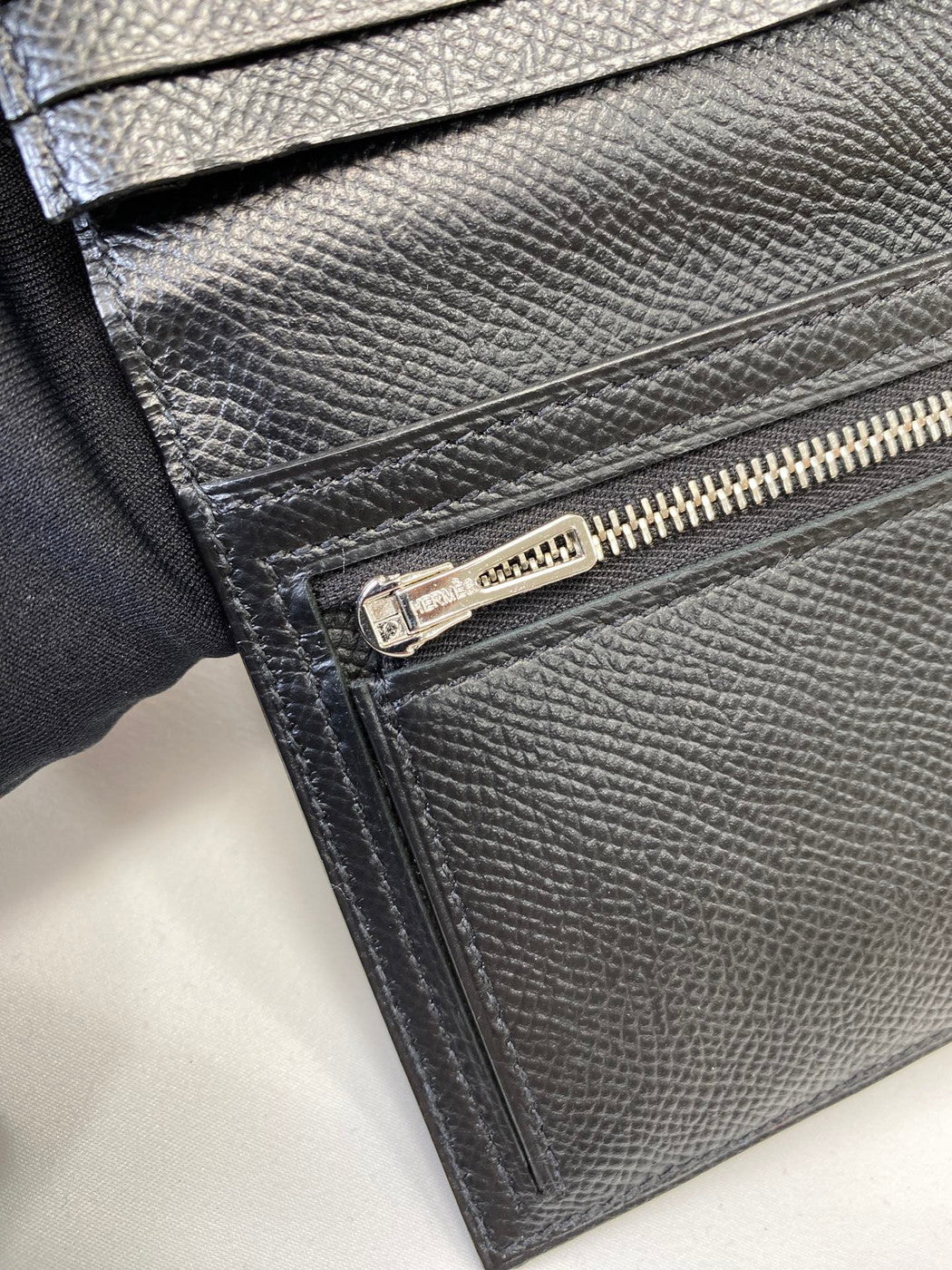 HERMES エルメス 2つ折り 財布 長財布 ベアンスフレ ブラック シルバー金具 エプソン 管理番号:9421