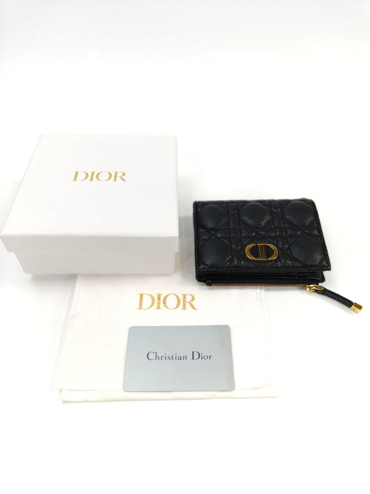 Christian Dior クリスチャンディオール カロ ダリア 2つ折り財布 コンパクトウォレット ブラック 管理番号:10135