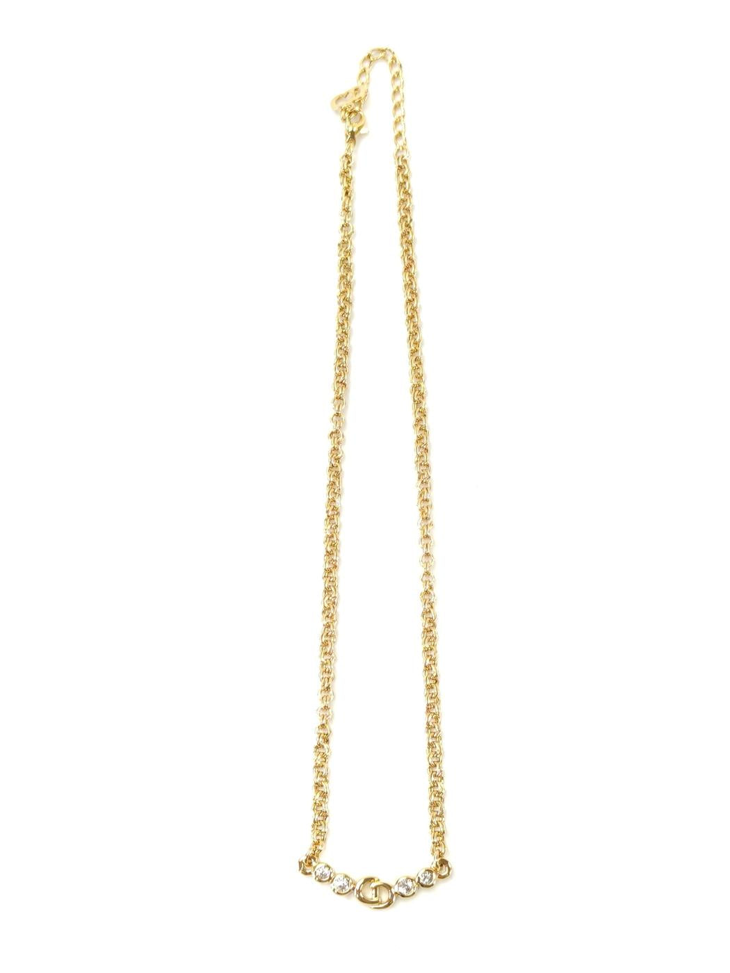 Christian Dior ディオール ラインストーン ネックレス ゴールド 管理番号:11093