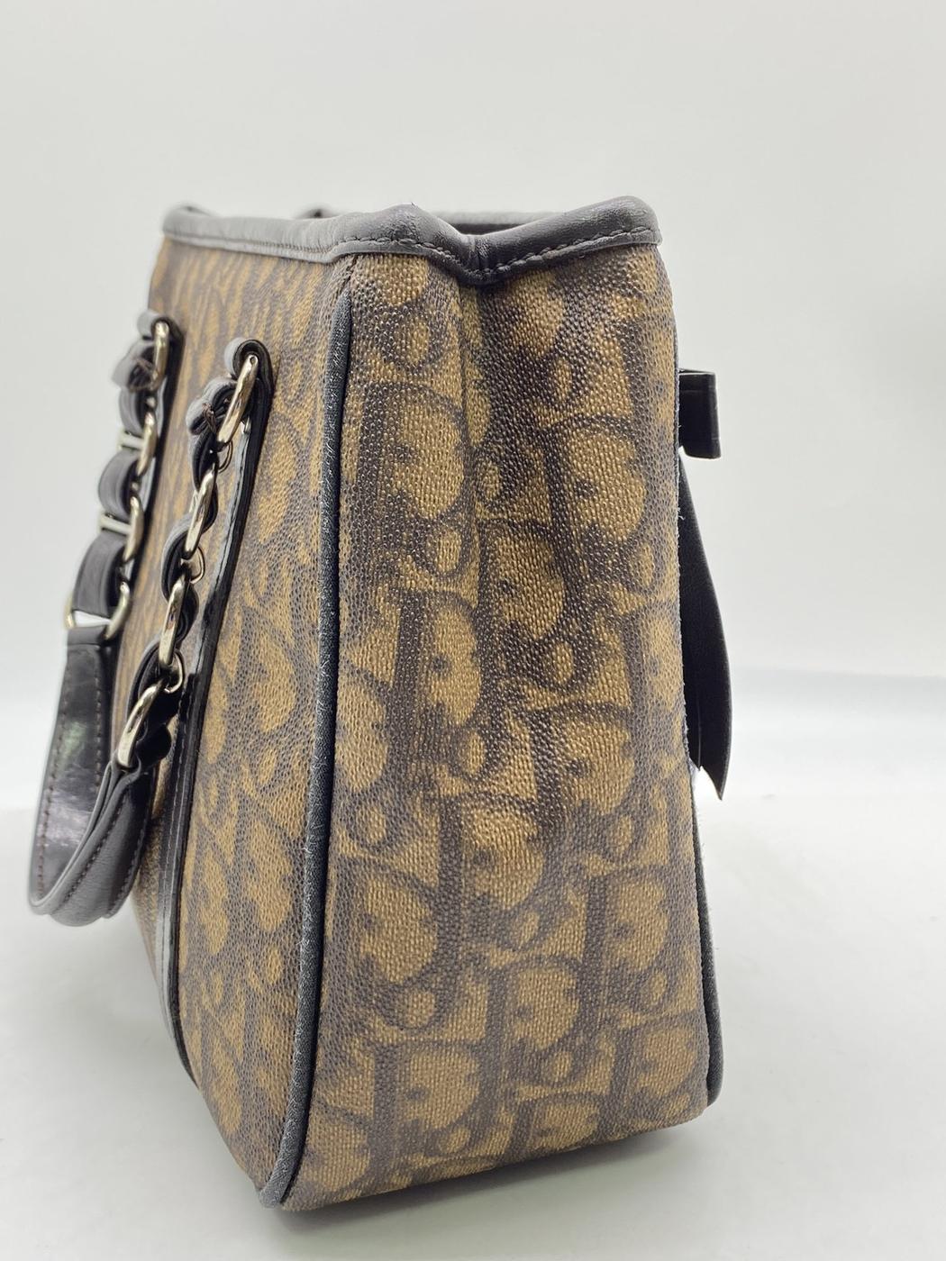 Christian Dior クリスチャン ディオール チェーン トートバッグ ブラウン トロッター 管理番号:7857★