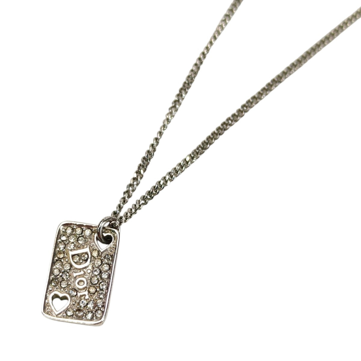 Dior ディオール プレート ハート ネックレス シルバー 管理番号：8948 