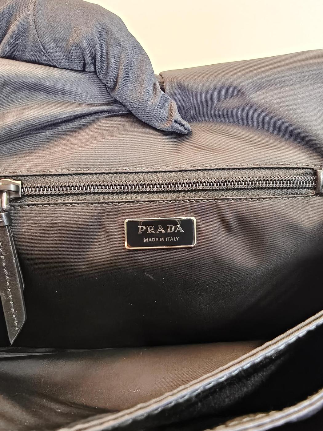 PRADA Tessuto 尼龙和皮革单肩包 1BD313 黑色 控制编号:10310