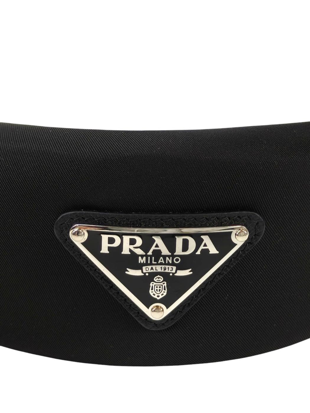 PRADA プラダ 三角ロゴ付き カチューシャ ブラック 管理番号:11544