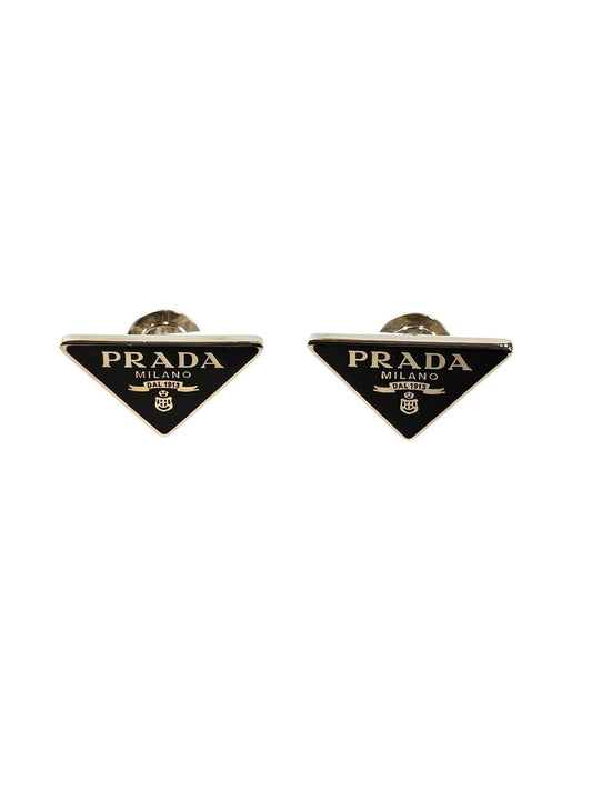 PRADA Triangle Logo Earrings Black x Silver Product number: 11687