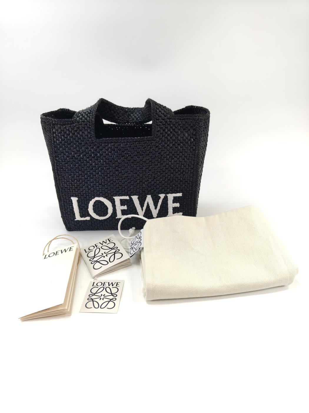 LOEWE ロエベ FONT TOTE スモール 2Way トートバッグ ショルダーバッグ ラフィア ブラック 管理番号:10821