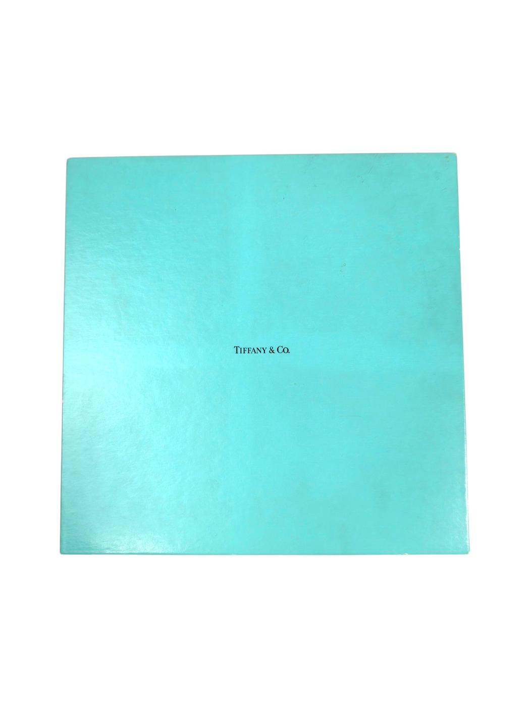 Tiffany & Co 白リボン 花柄 シルクスカーフ ブルー×ホワイト マルチカラー 管理番号:11436