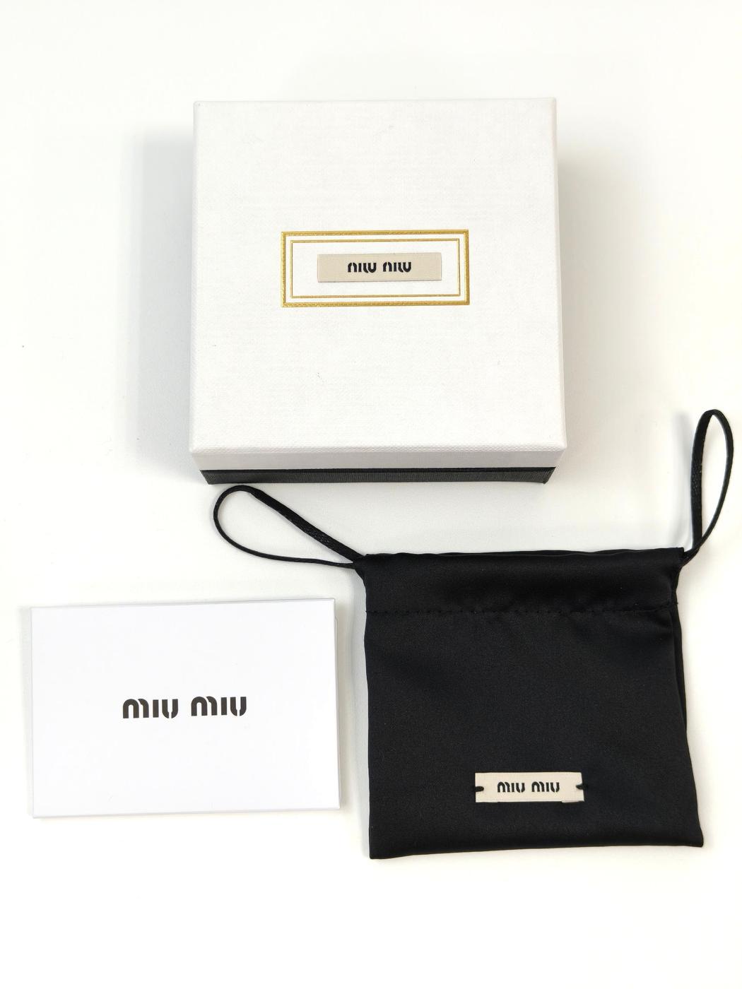MIUMIU ミュウミュウ エナメルメタル ロゴ ヘアクリップ レッド×ゴールド 管理番号:11500