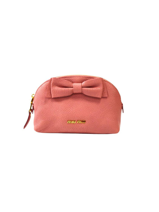 miumiu マドラス オルキデーア ポーチ ピンク 山羊革 レザー レディース イタリア製 管理番号:11756