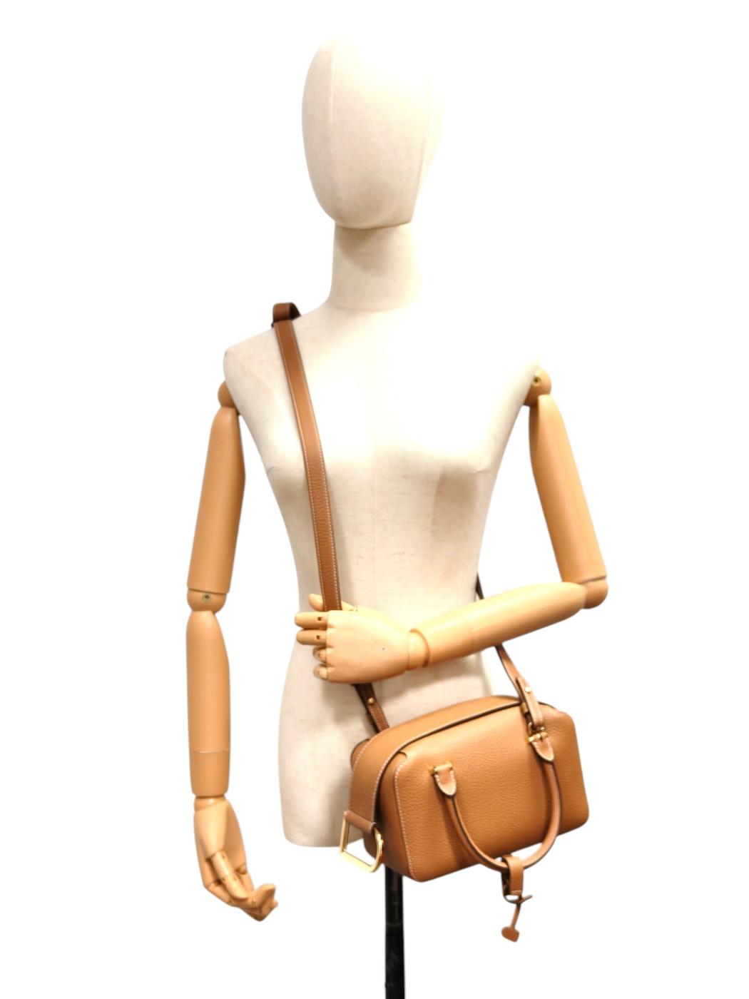 DELVAUX Cool Box Mini Handbag with Shoulder Strap, Brown, Control number: 11517