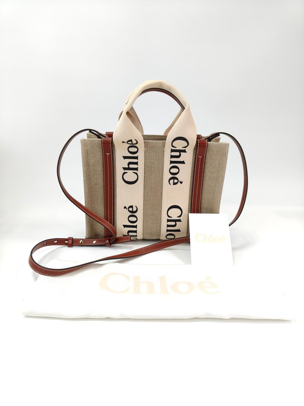Chloe クロエ Woodyスモール トートバッグ ショルダーバッグ 2Way ブラウン 管理番号:11222
