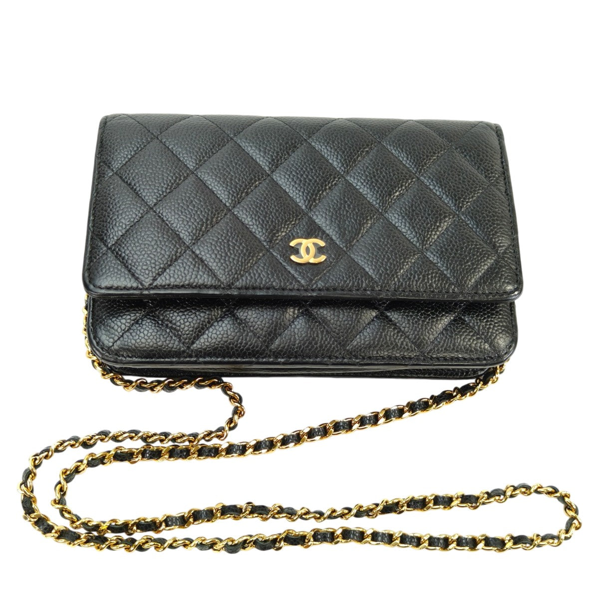 シャネル CHANEL マトラッセ チェーンウォレット ショルダーバッグ キャビアスキン ブラック 管理番号：10027