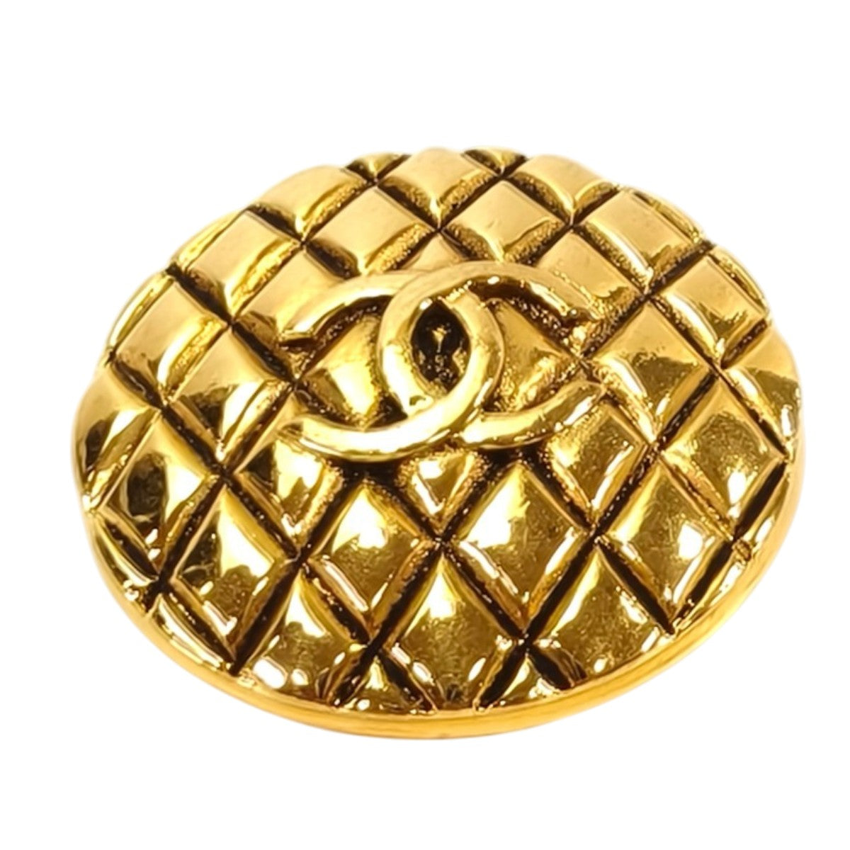 CHANEL Vintage Coco Mark Matelasse Brooch in Gold, Reference Number: 10037